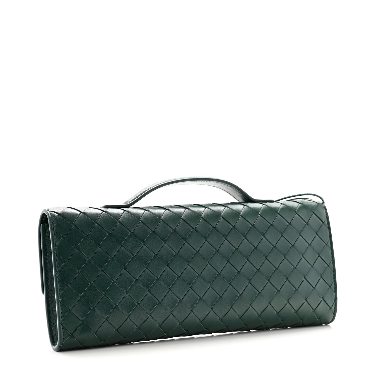 Nappa Intrecciato Long Andiamo Top Handle Clutch Emerald Green