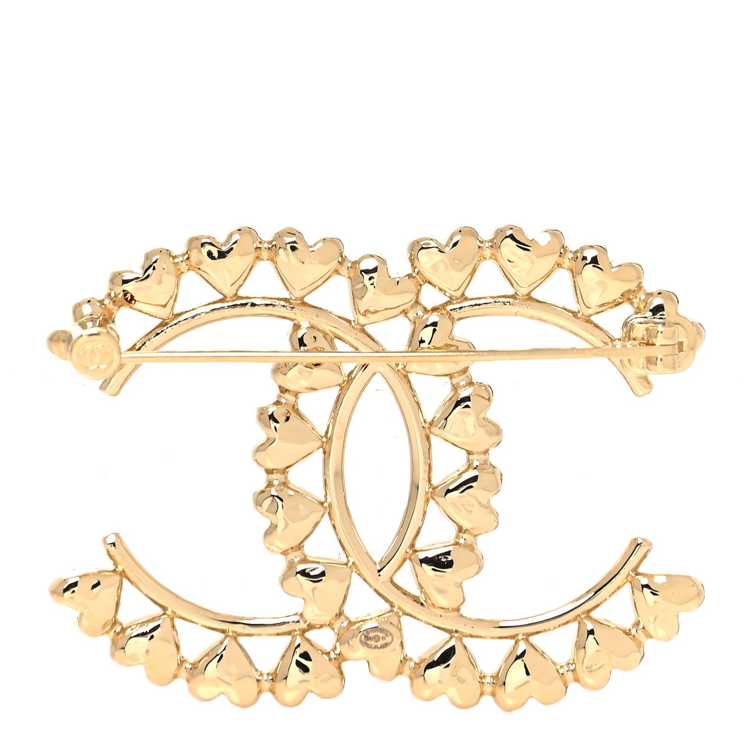 Chanel Metal CC Heart Brooch Gold 3 of 4