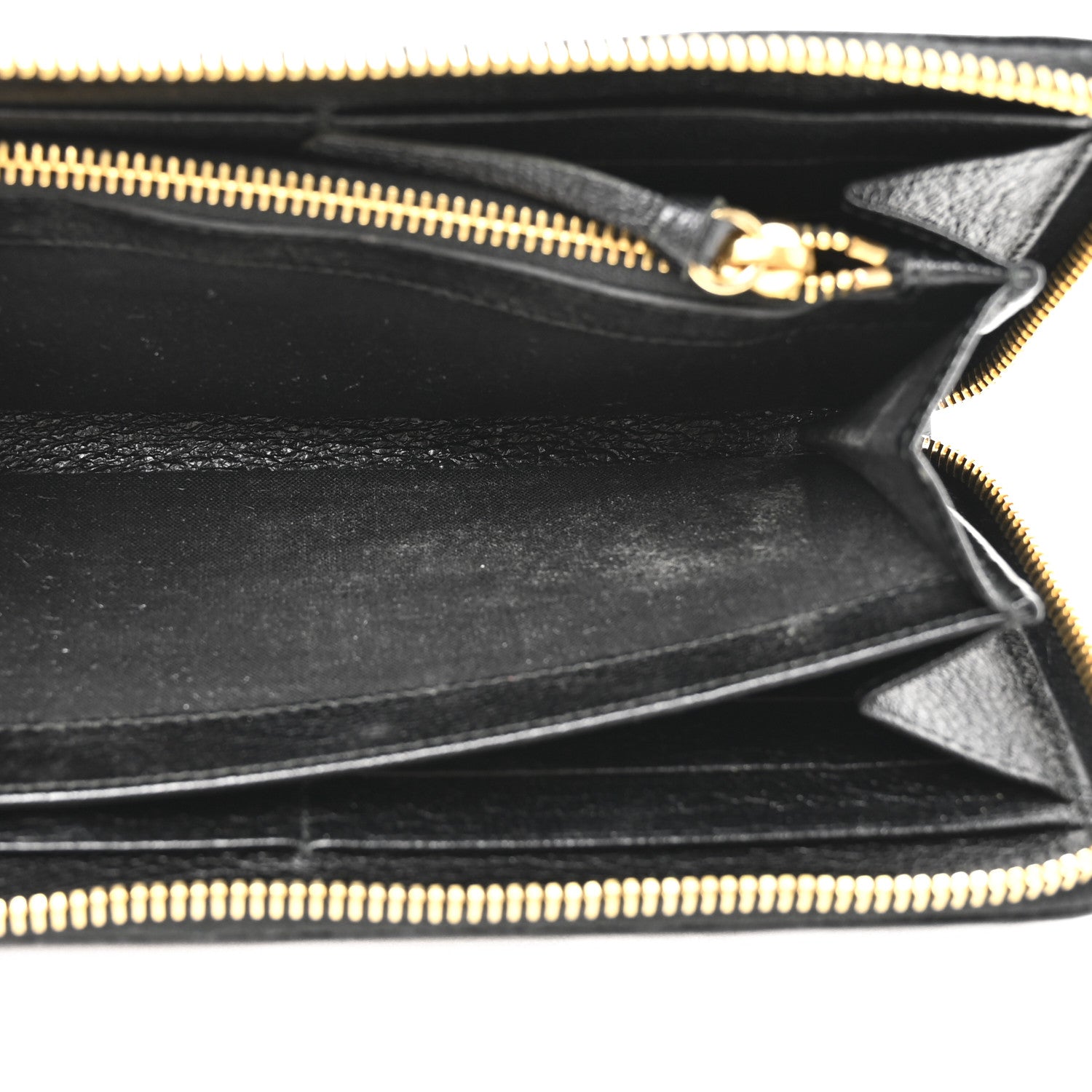 Balenciaga Chevre Gold Metallic Edge Hardware Continental Zip Around Wallet Black 6 of 12