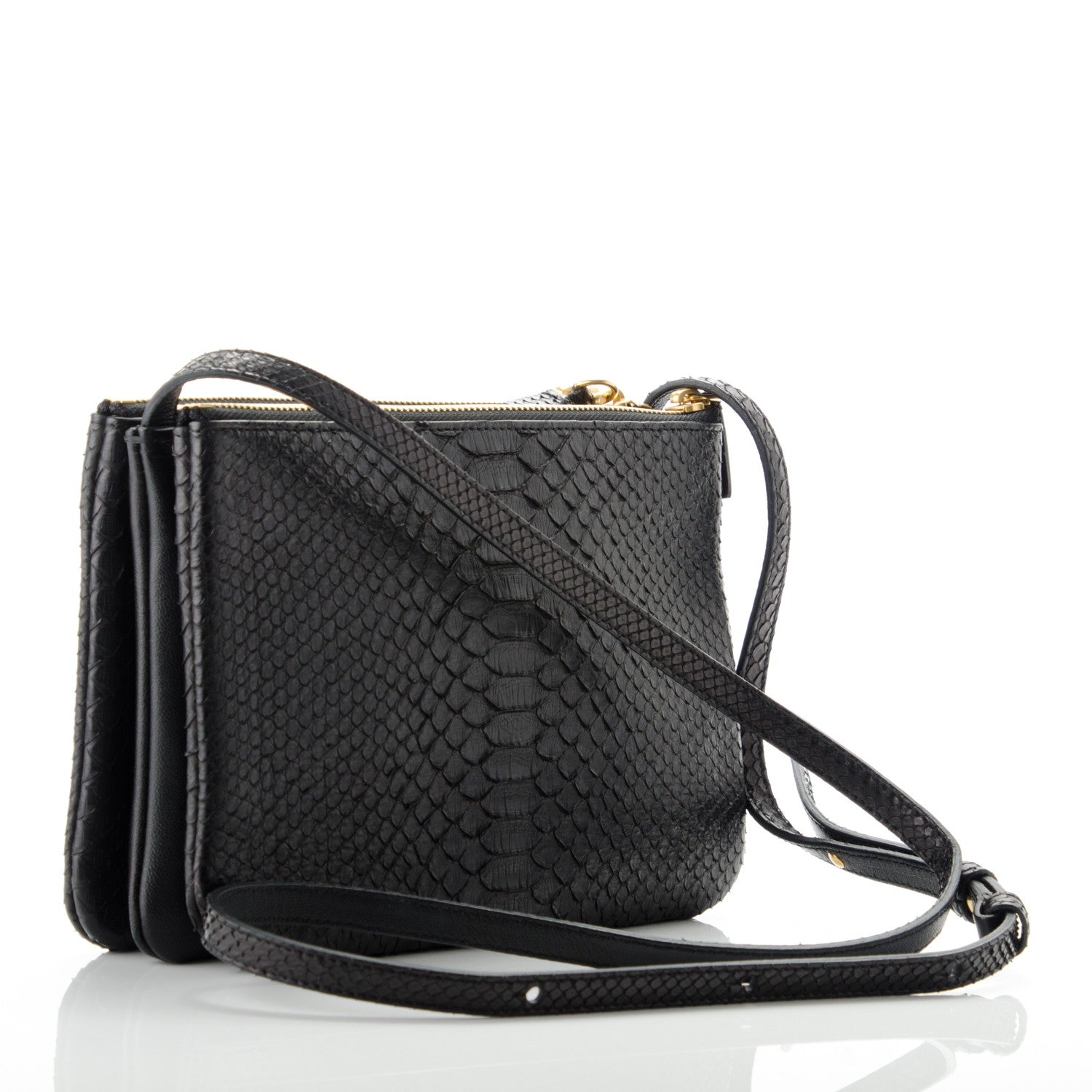 Celine Python Small Trio Crossbody Bag Black 3 of 7