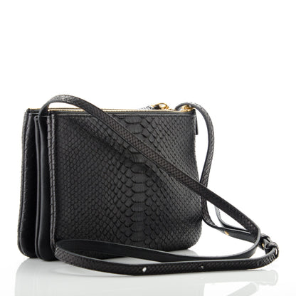 Celine Python Small Trio Crossbody Bag Black 3 of 7