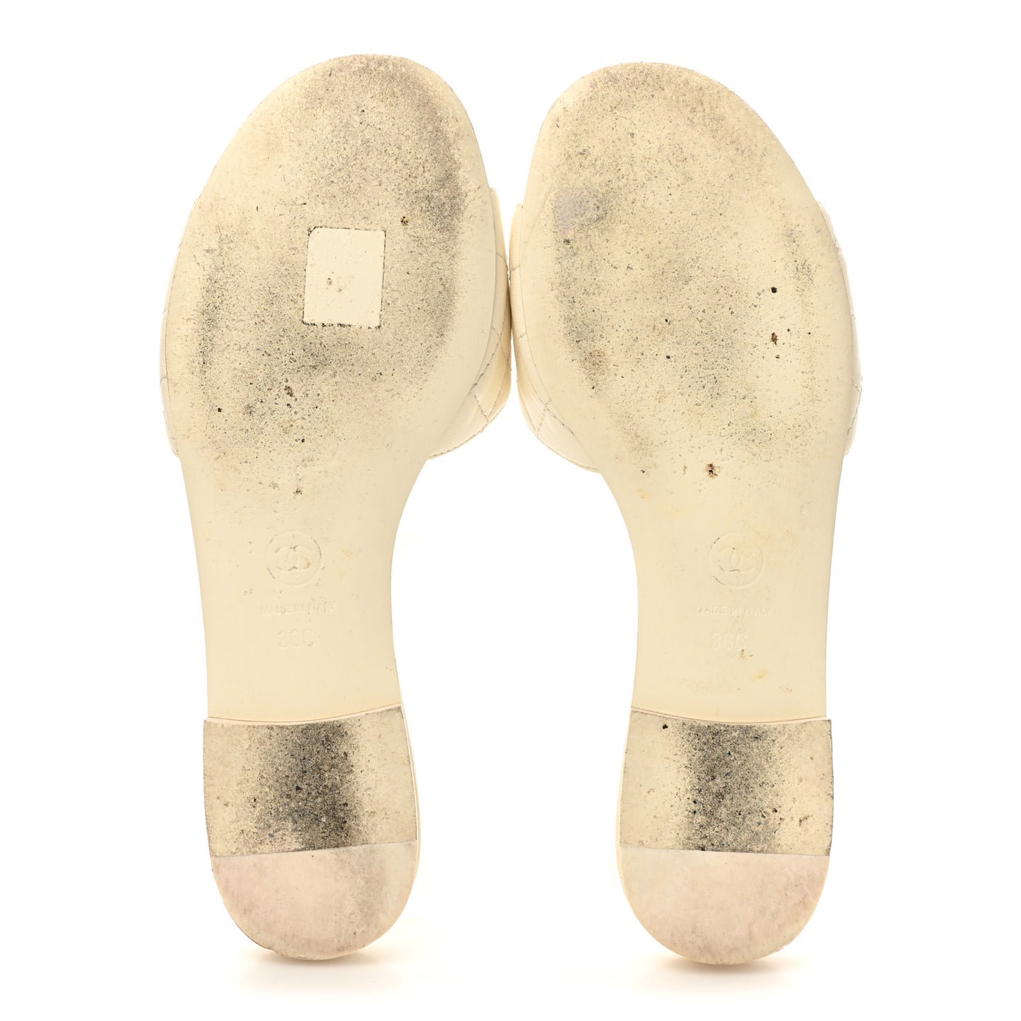 Lambskin Quilted CC Turnlock Sandals 36 Ivory