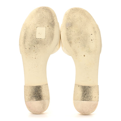 Chanel Lambskin Quilted CC Turnlock Sandals 36 Ivory 6 of 13