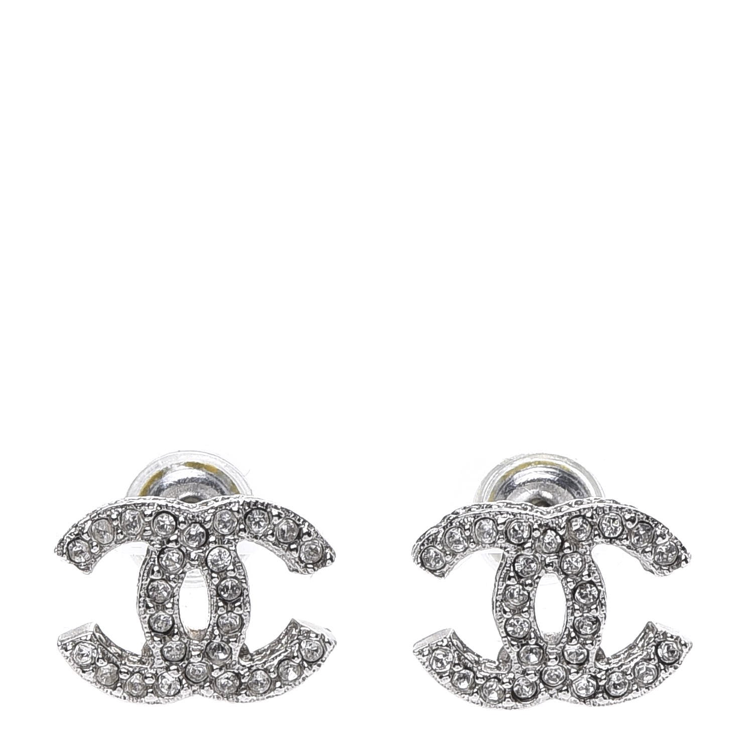 Chanel Crystal CC Earrings Silver 1 of 5