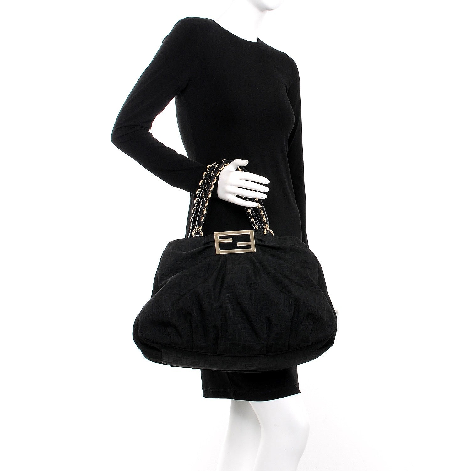 Fendi Zucca Enamel Mia Tote Black 2 of 14