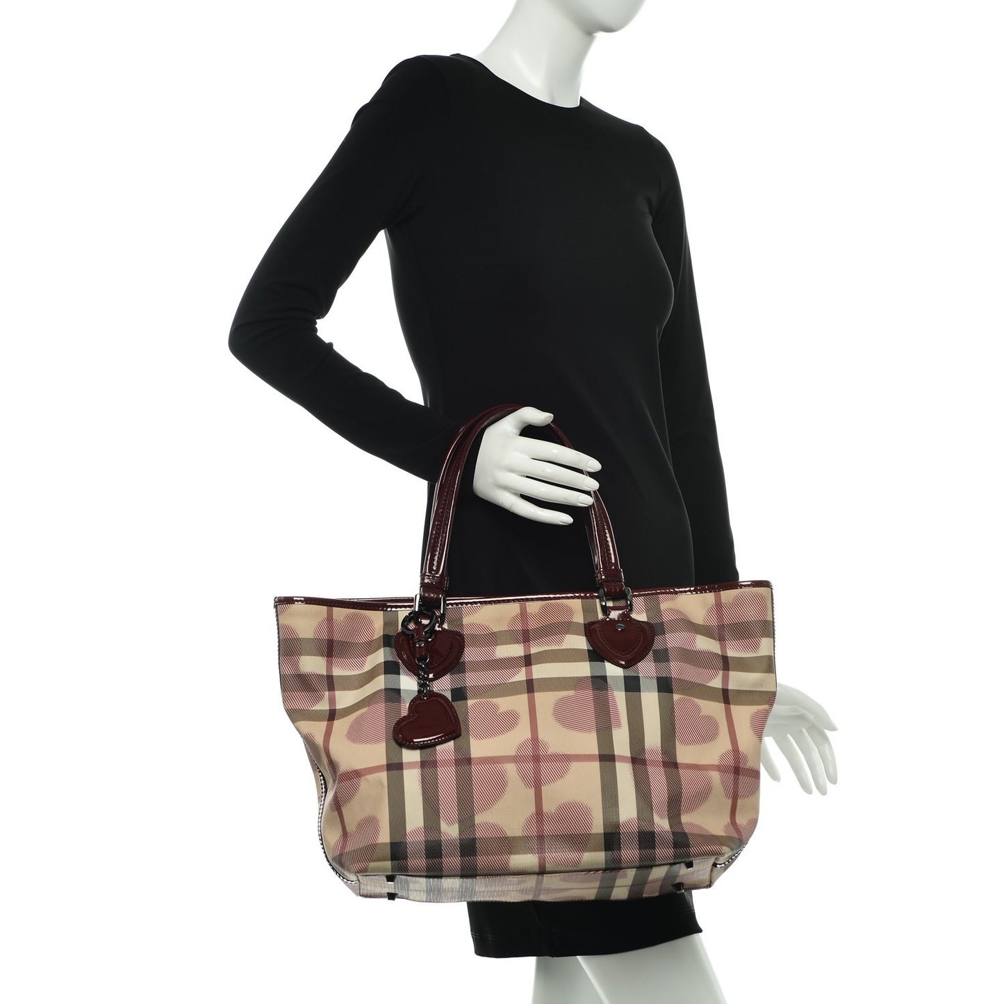 Nova Check Heart Gracie Diaper Tote Berry Red