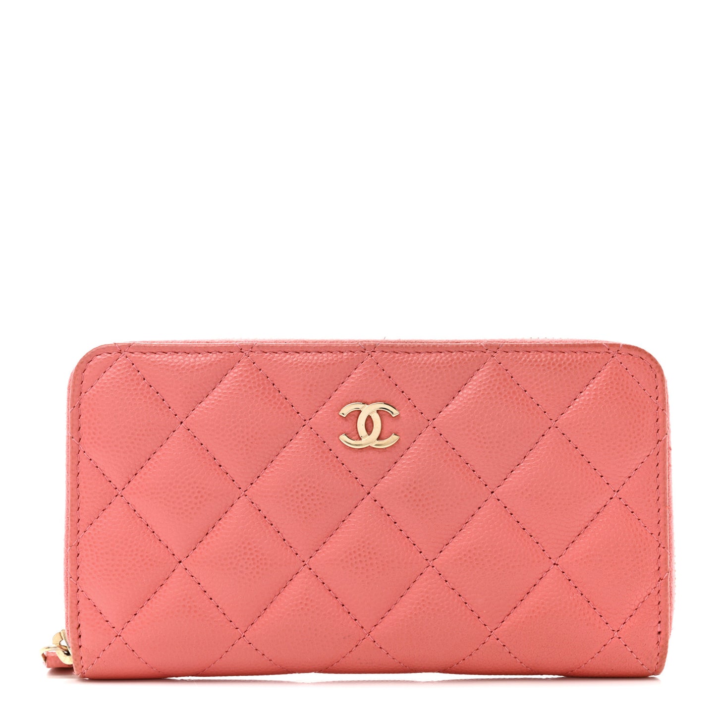 Caviar Quilted Medium Zip Around Wallet Dark Pink