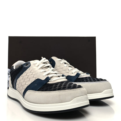 Bottega Veneta Nappa Ostrich Intrecciato Suede Sneakers 43 Grey Black Navy 11 of 11