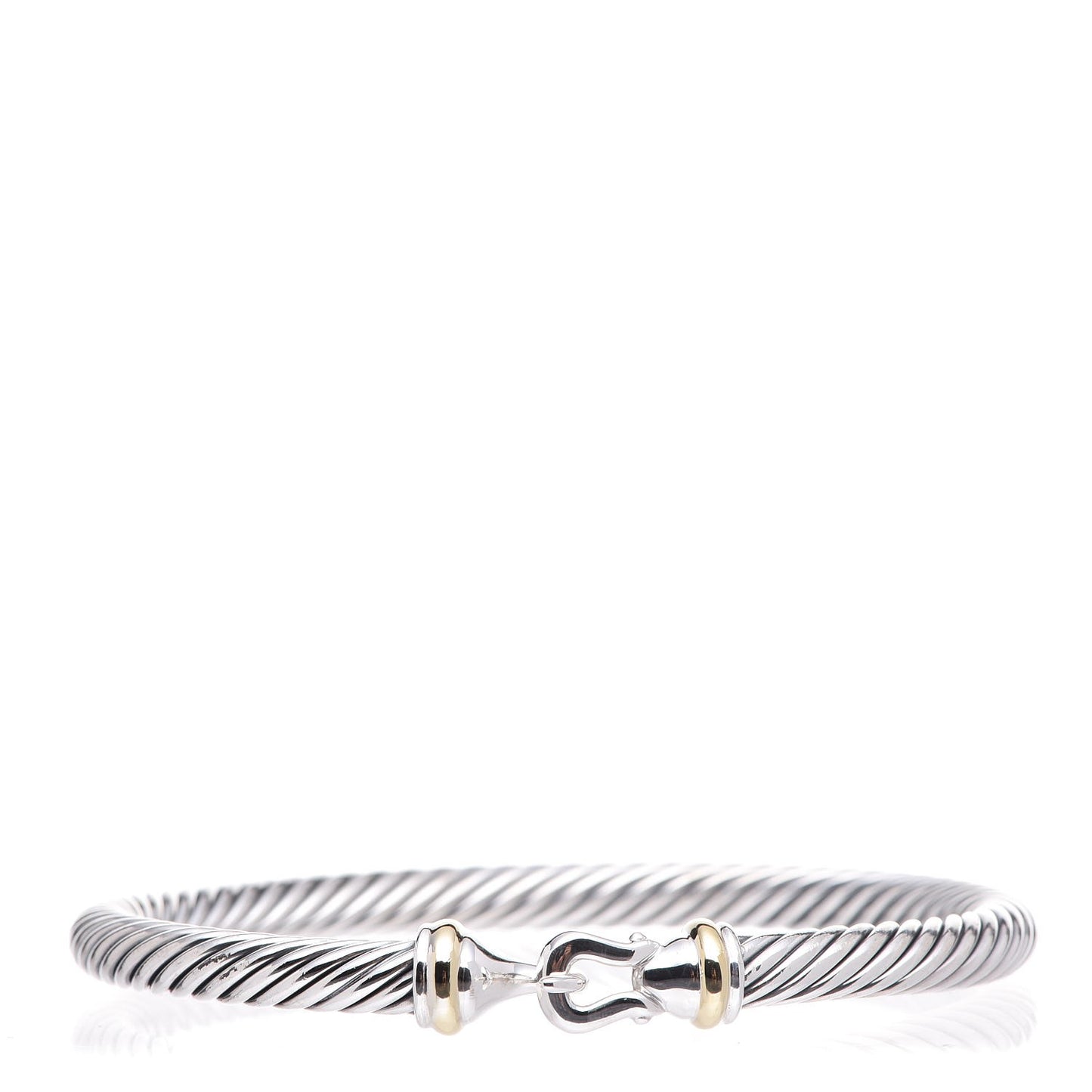 Sterling Silver 18K Yellow Gold 5mm Cable Classic Buckle Bracelet