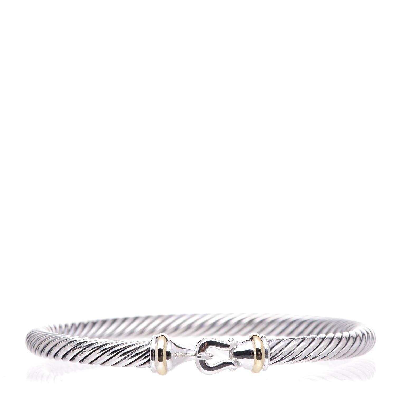 David Yurman Sterling Silver 18K Yellow Gold 5mm Cable Classic Buckle Bracelet 1 of 5