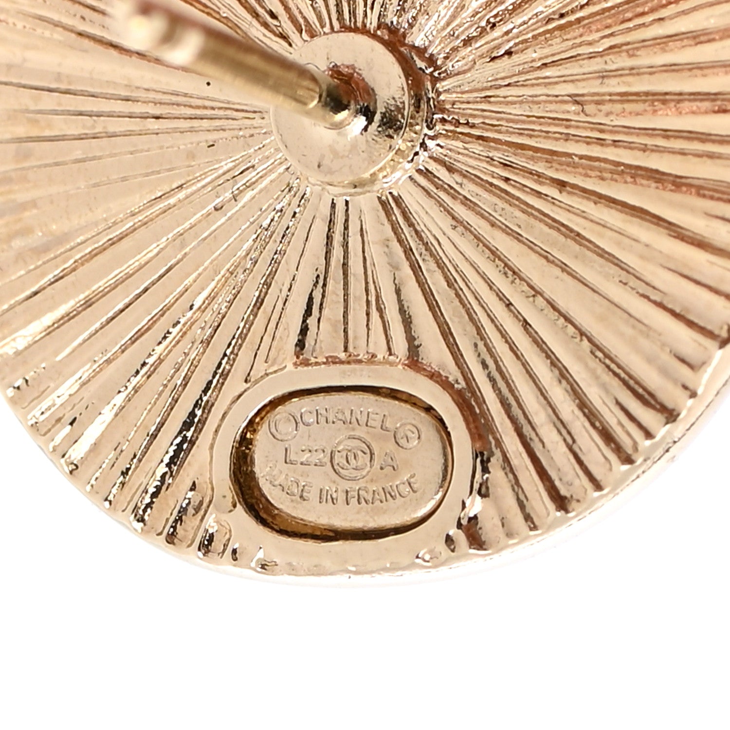 Chanel Crystal CC Round Medallion Earrings Light Gold 3 of 5