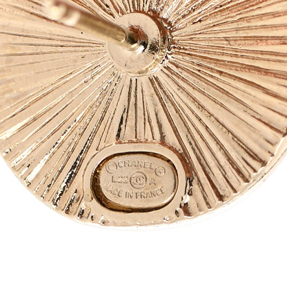 Chanel Crystal CC Round Medallion Earrings Light Gold 3 of 5
