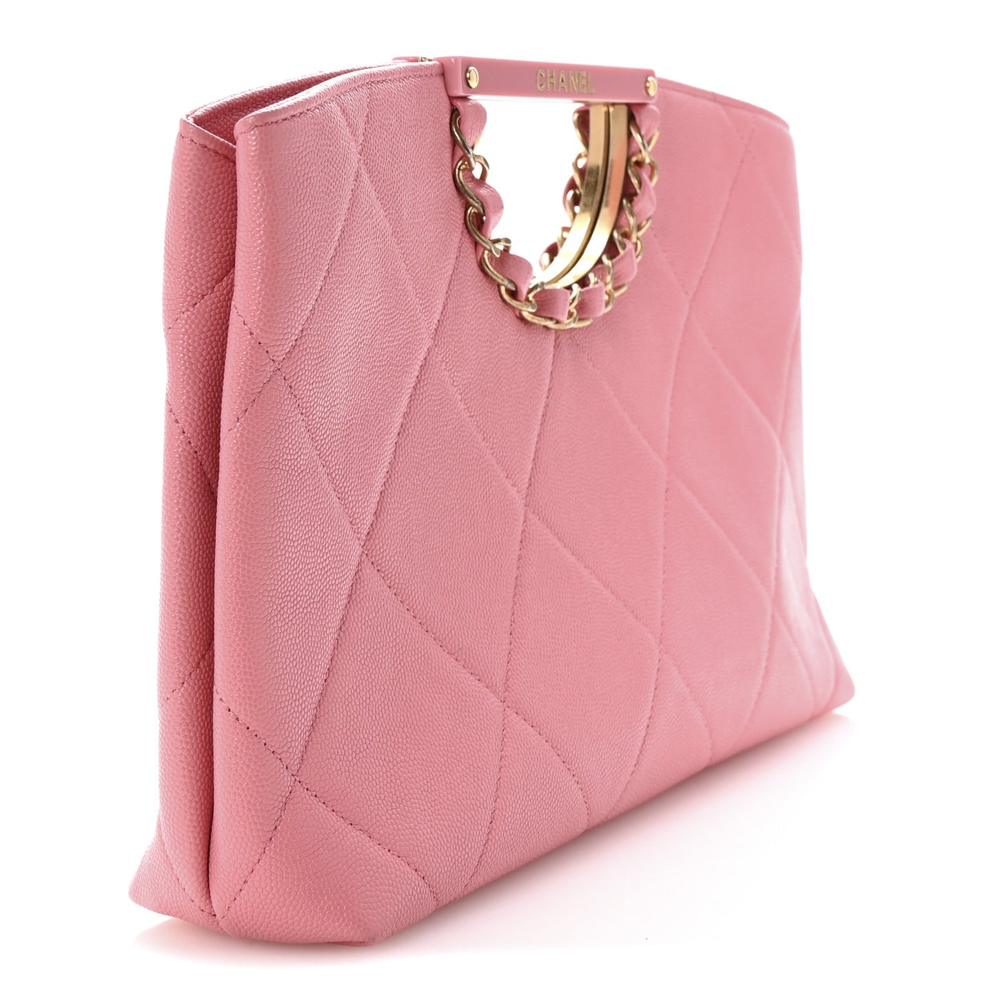 Caviar Quilted A Real Catch Clutch Pink