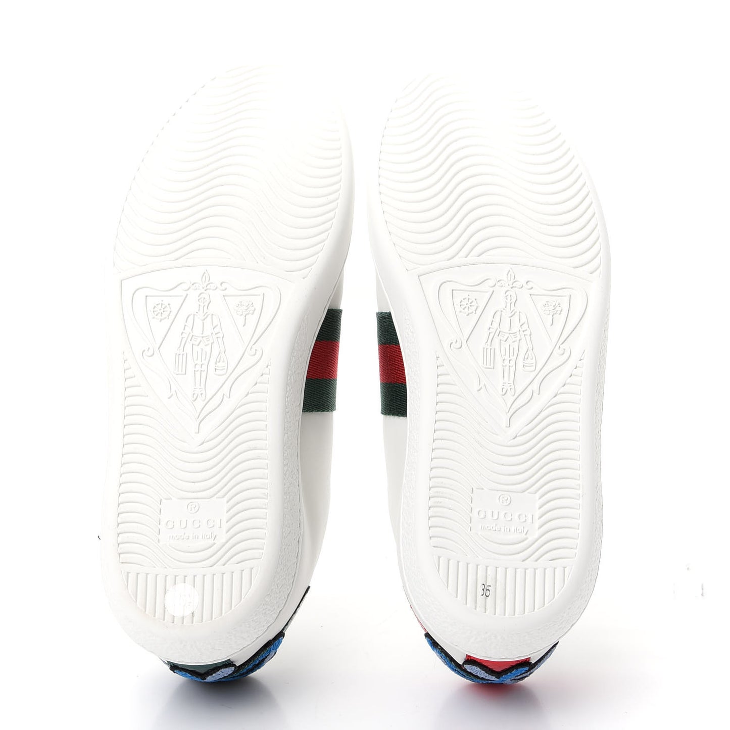 Calfskin Web Floral Embroidered Womens Ace Sneakers 35 White
