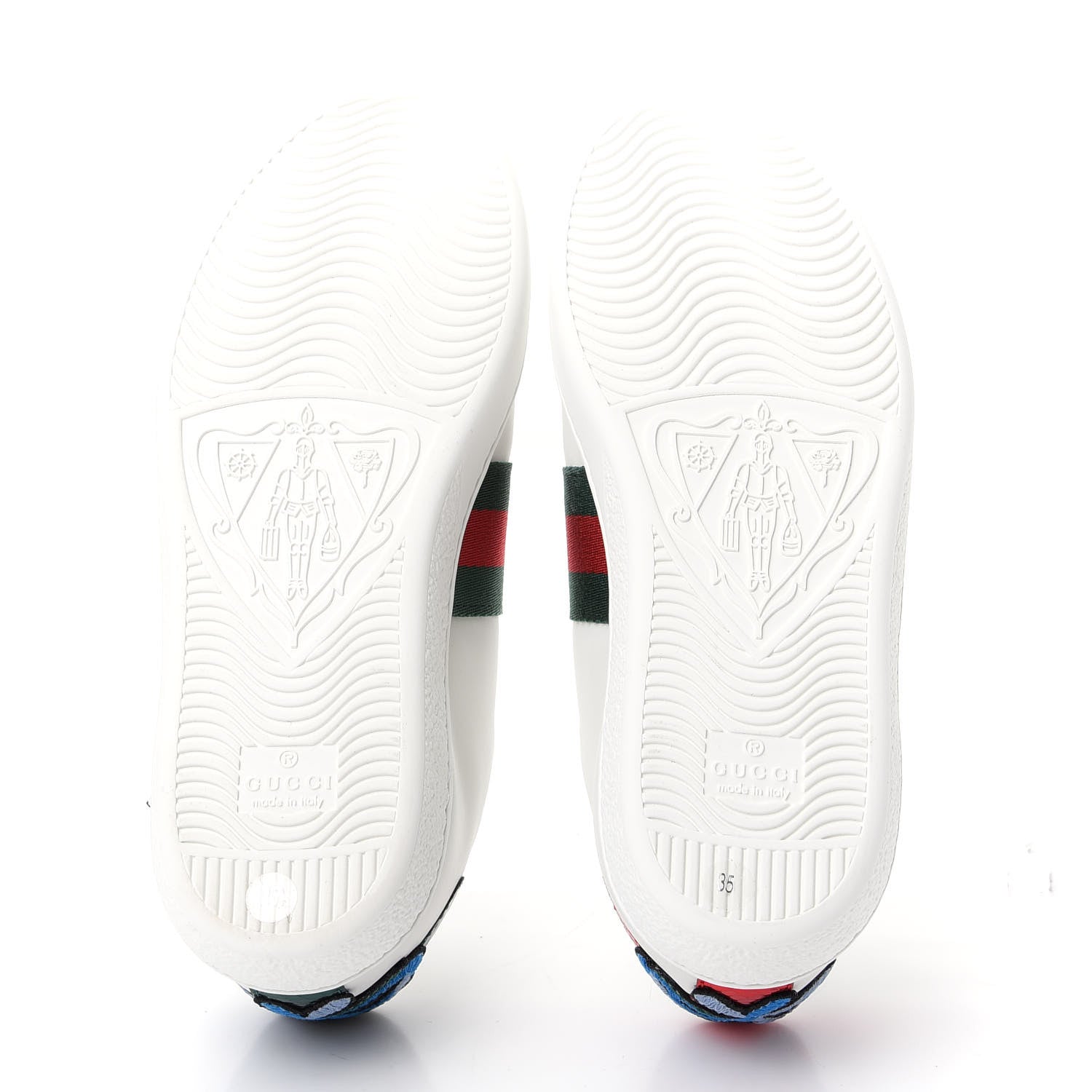 Gucci Calfskin Web Floral Embroidered Womens Ace Sneakers 35 White 6 of 10