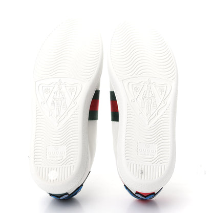Gucci Calfskin Web Floral Embroidered Womens Ace Sneakers 35 White 6 of 10