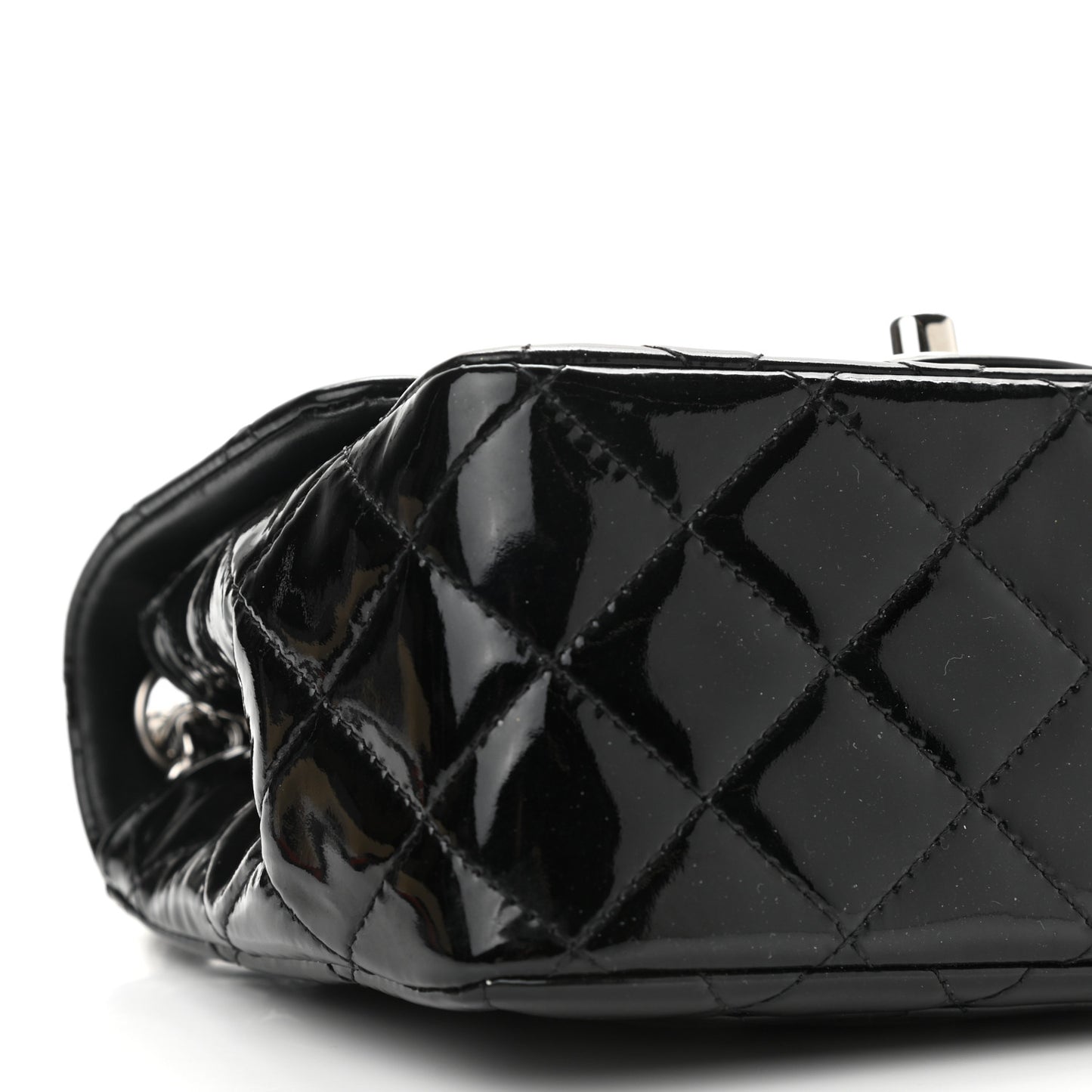 Patent Calfskin Quilted Mini Square Flap Black