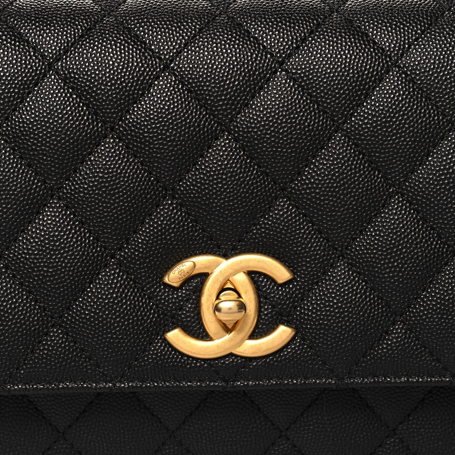 Caviar Quilted Small Coco Chain Handle Flap Black