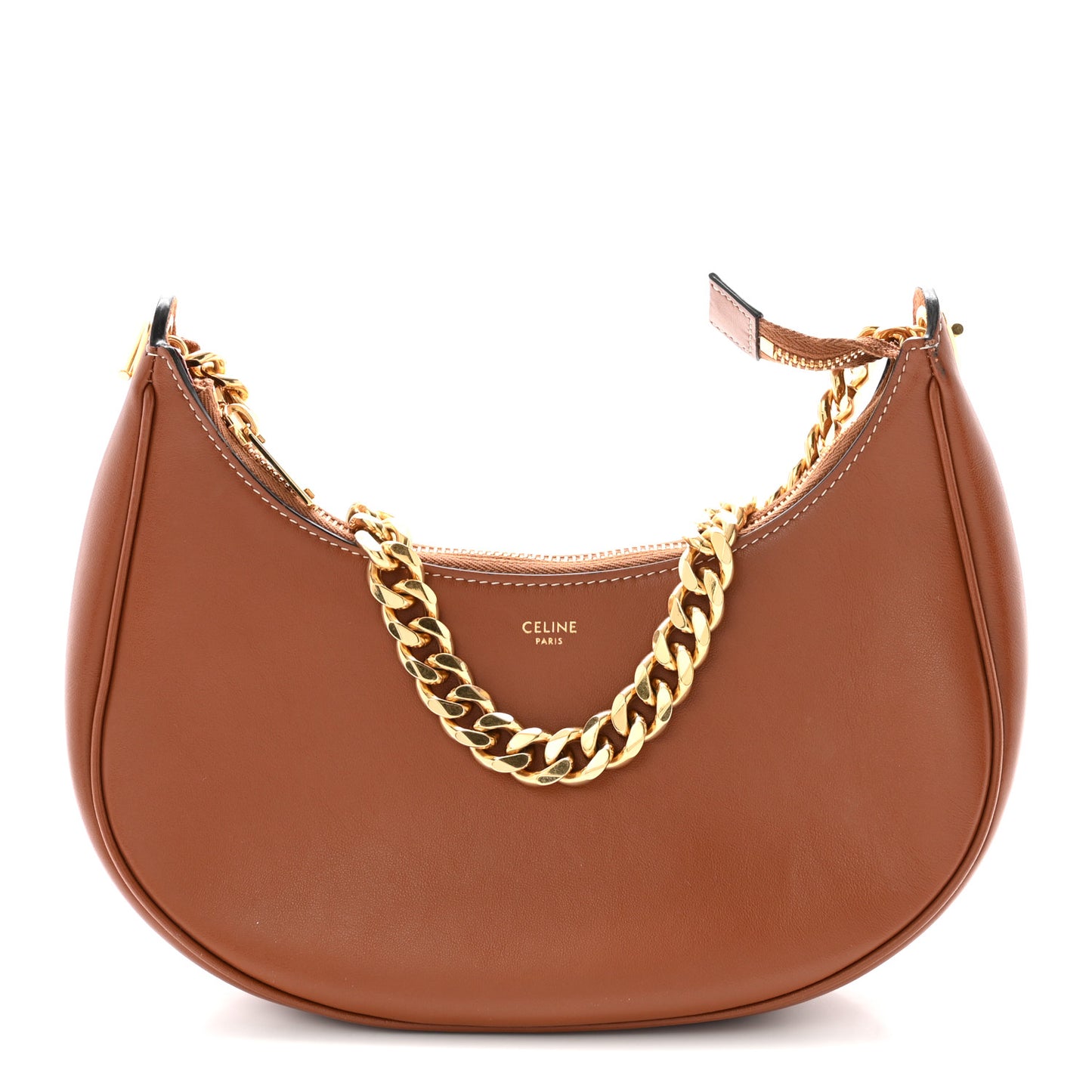 Smooth Calfskin Medium Chain Strap Ava Shoulder Bag  Tan