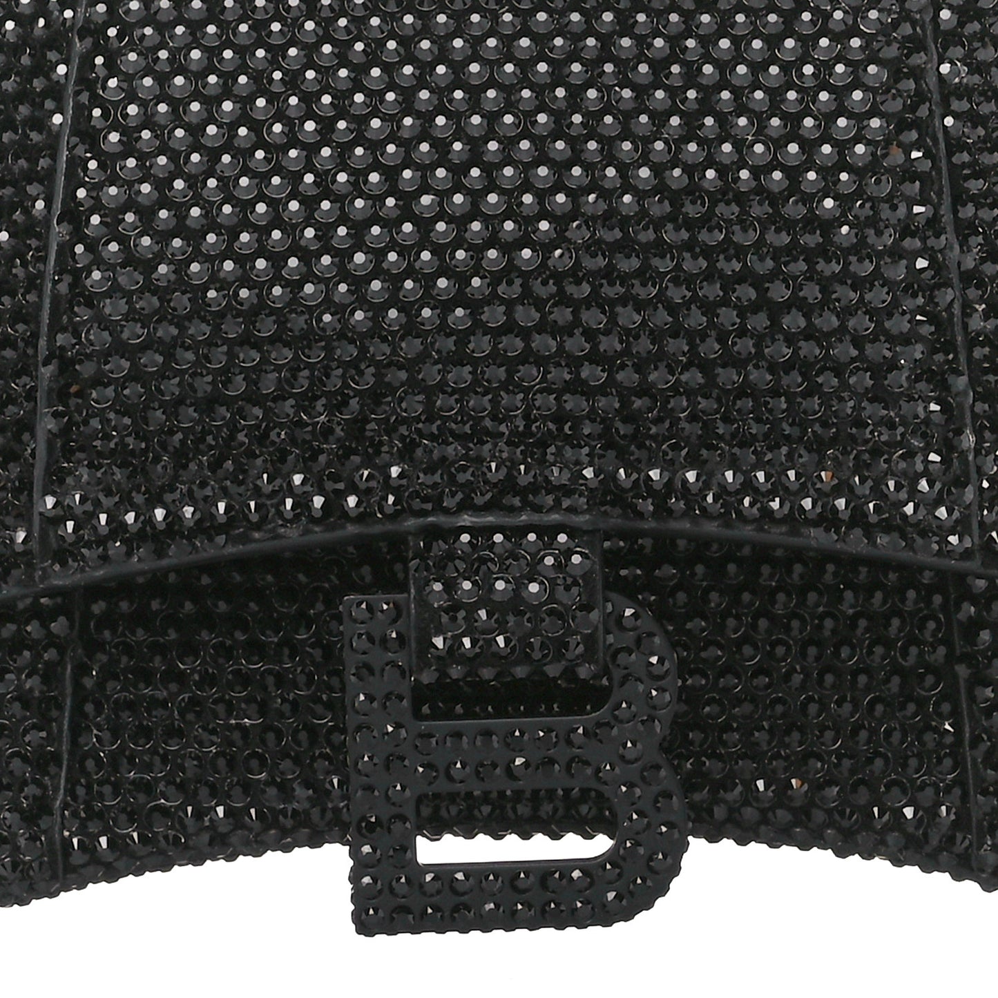Strass Suede Hourglass Top Handle Bag XS Black Jet