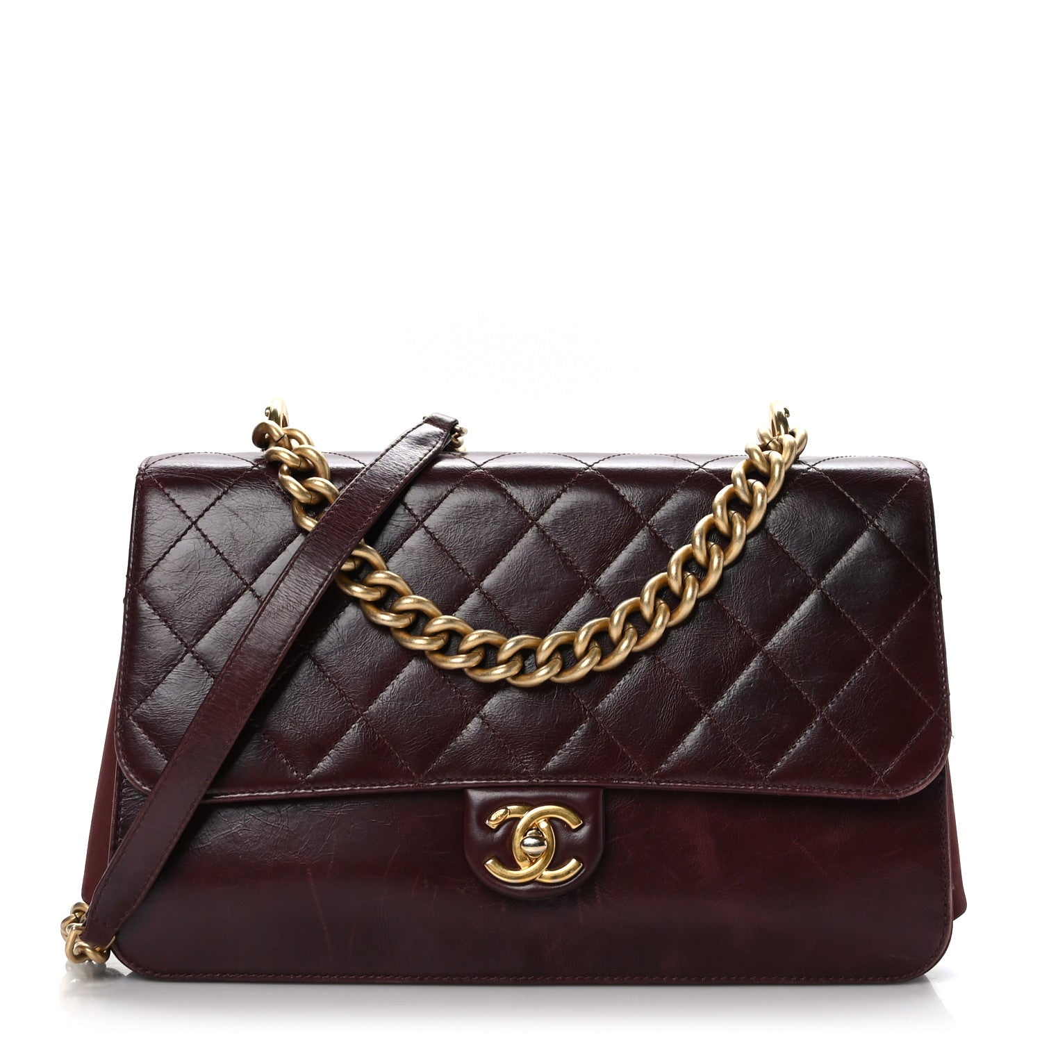Chanel Iridescent Calfskin Quilted Straight Lined Flap Red 1 of 11