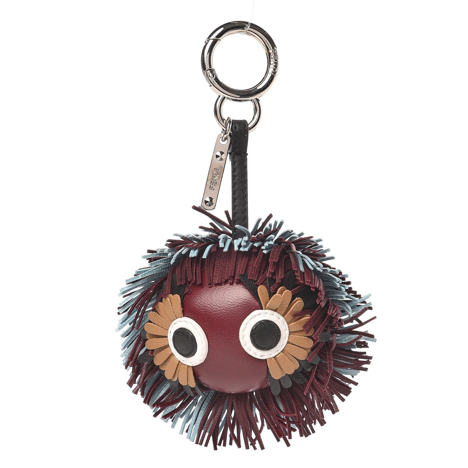Fendi Shiny Nappa Faces Fringe Bag Bug Charm Bordeaux Multicolor 1 of 4