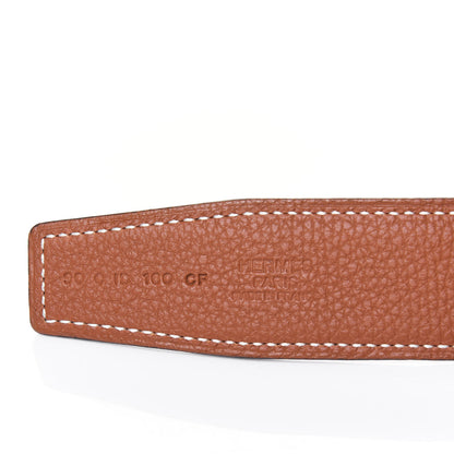 Hermes Box Togo Strie 32mm H Belt 90 Black Gold 3 of 11