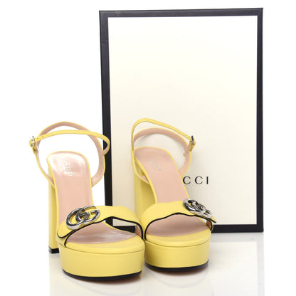 Gucci Calfskin GG Marmont Ankle Wrap 30/115mm Platform Sandals 36.5 Banana 10 of 10