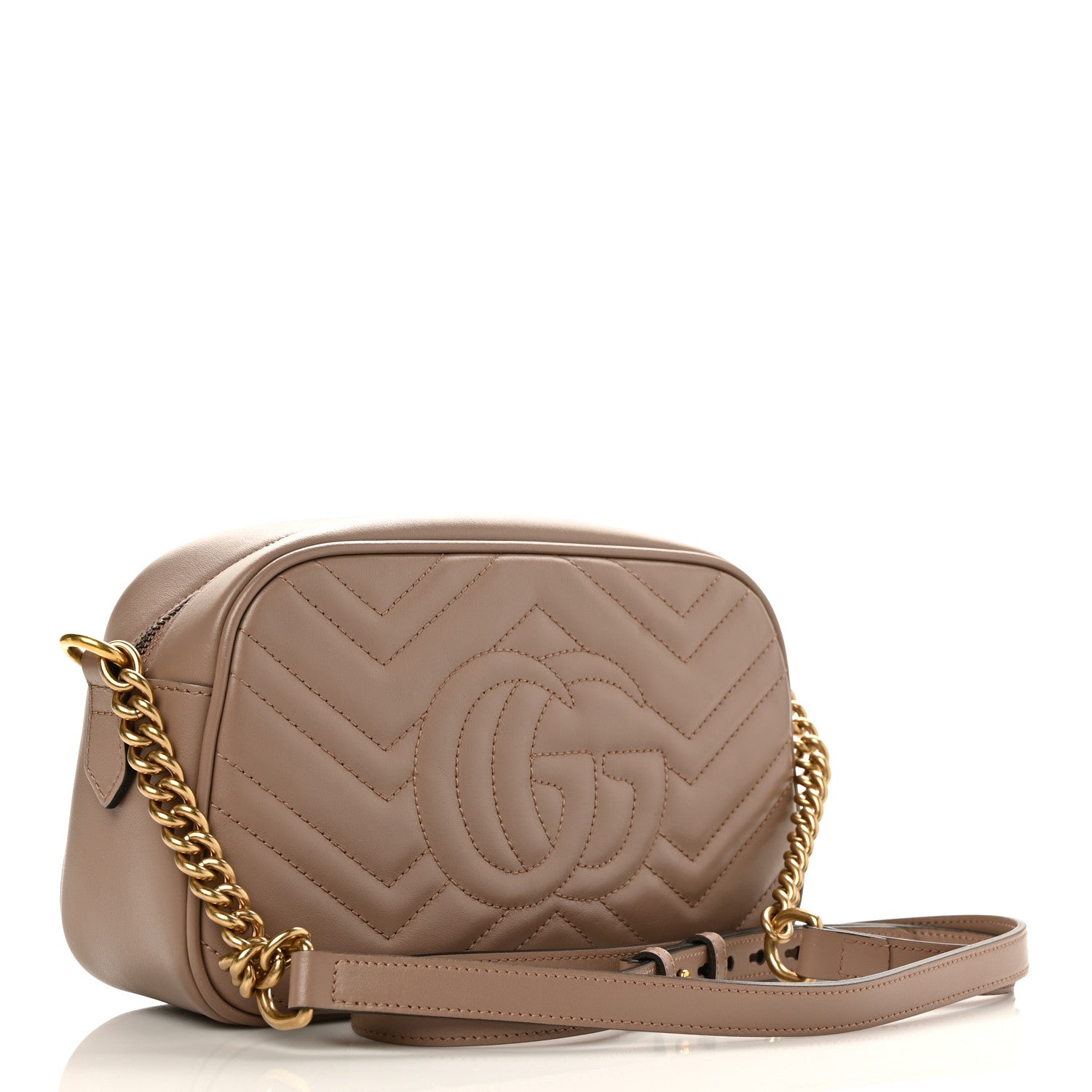 Gucci Calfskin Matelasse Small GG Marmont Chain Shoulder Bag Porcelain Rose 3 of 9