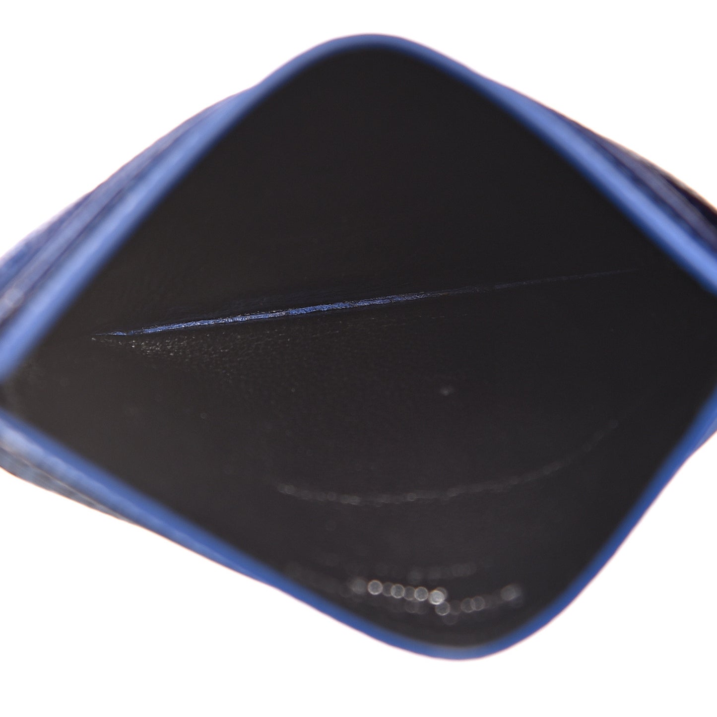 Grain De Poudre Matelasse Chevron Credit Monogram Card Case Blue Majorelle
