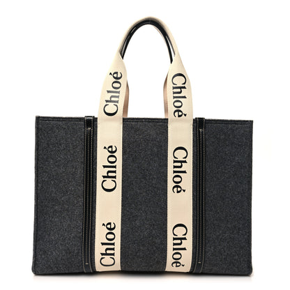 Chloe Felt Large Woody Ribbon Tote Cashmere Grey 1 of 10