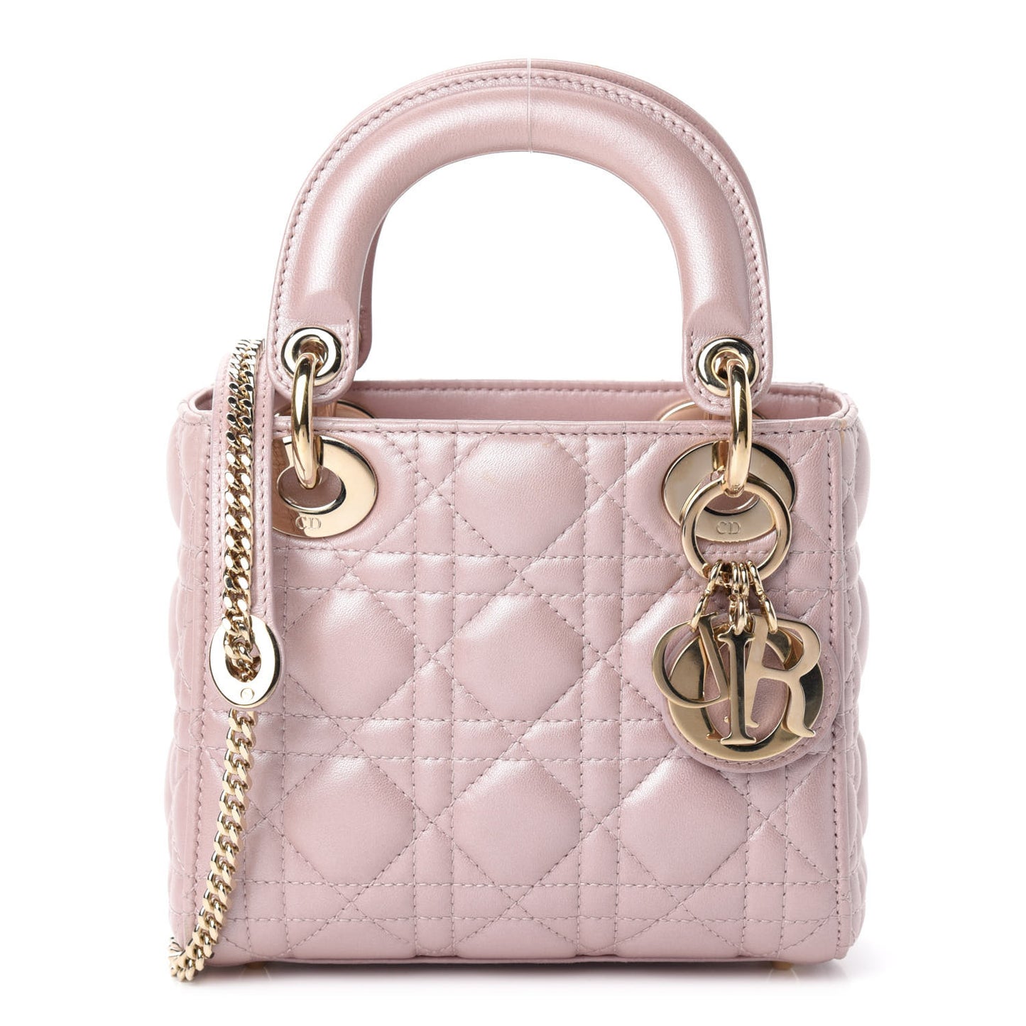 Metallic Lambskin Cannage Mini Lady Dior Lotus
