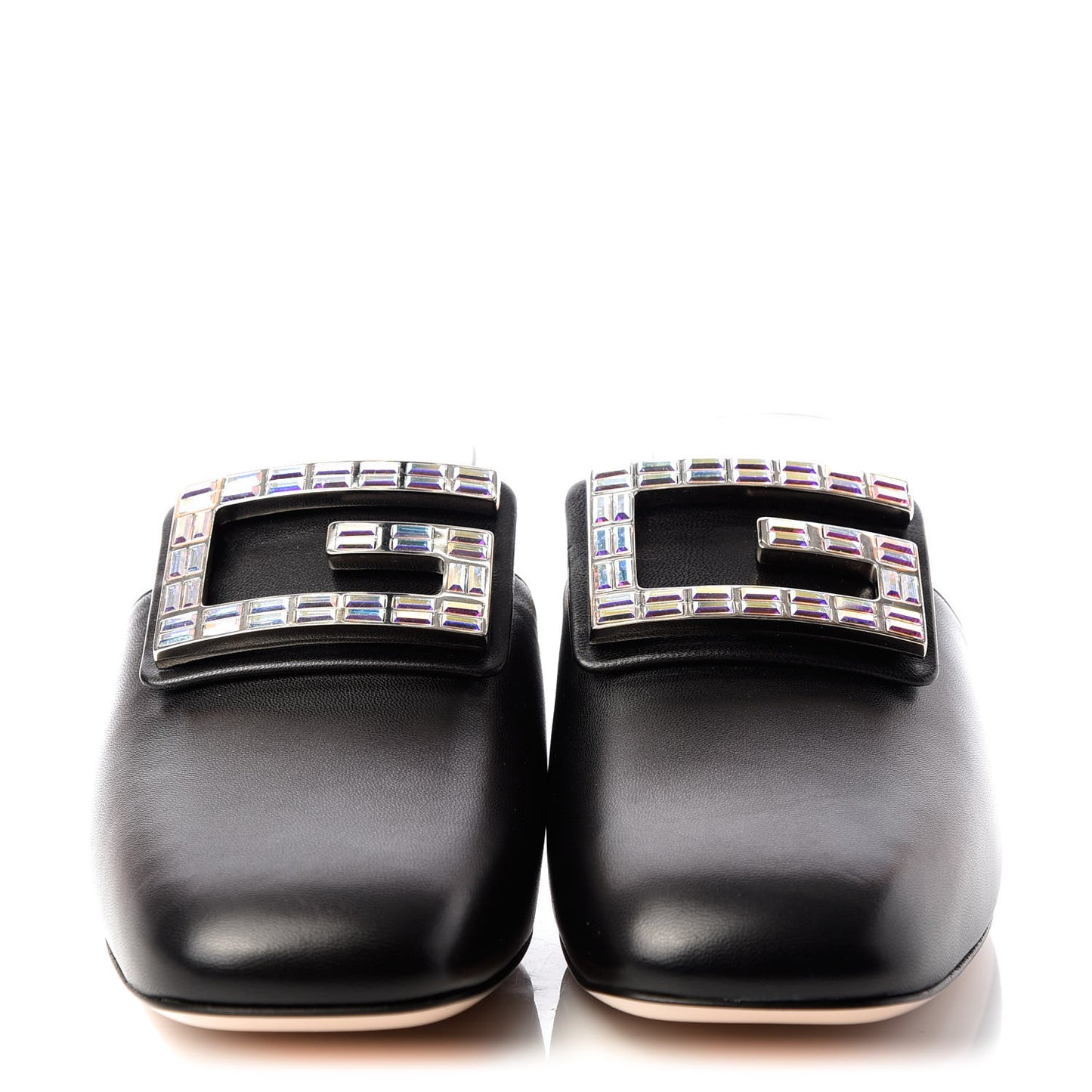 Malaga Kid Crystal Square G Madelyn Mules 38.5 Black
