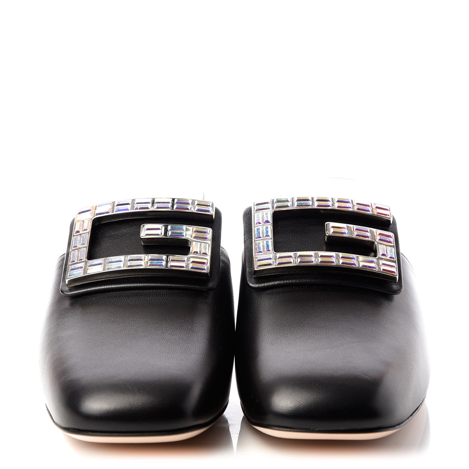 Gucci Malaga Kid Crystal Square G Madelyn Mules 38.5 Black 2 of 11