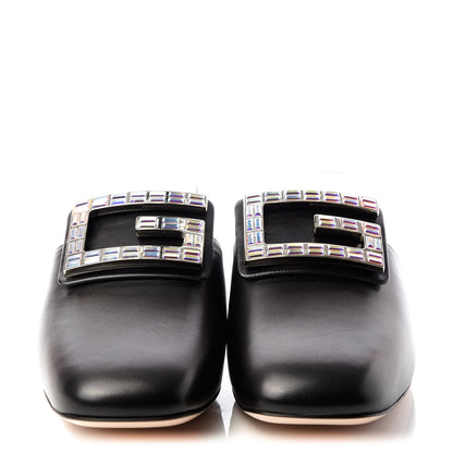 Gucci Malaga Kid Crystal Square G Madelyn Mules 38.5 Black 2 of 11