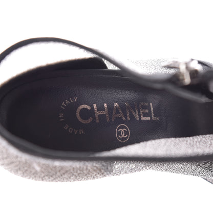 Chanel Mesh Grosgrain Cap Toe Short Boots 38.5 Grey Black 12 of 14