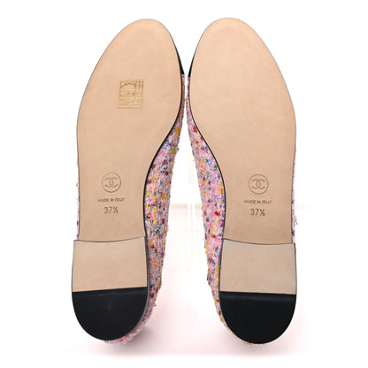 Chanel Tweed Sequin Grosgrain Cap Toe Ballet Flats 37.5 Light Pink Multicolor Black 7 of 11