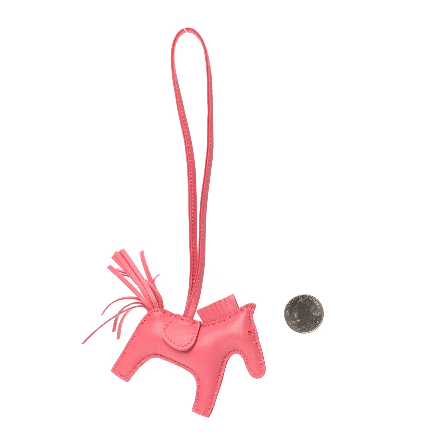Hermes Milo Lambskin Grigri Rodeo Horse Bag Charm PM Rose Azalee 2 of 4