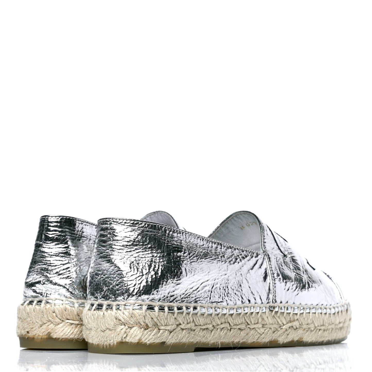 Laminated Goatskin CC Espadrilles 39 Silver