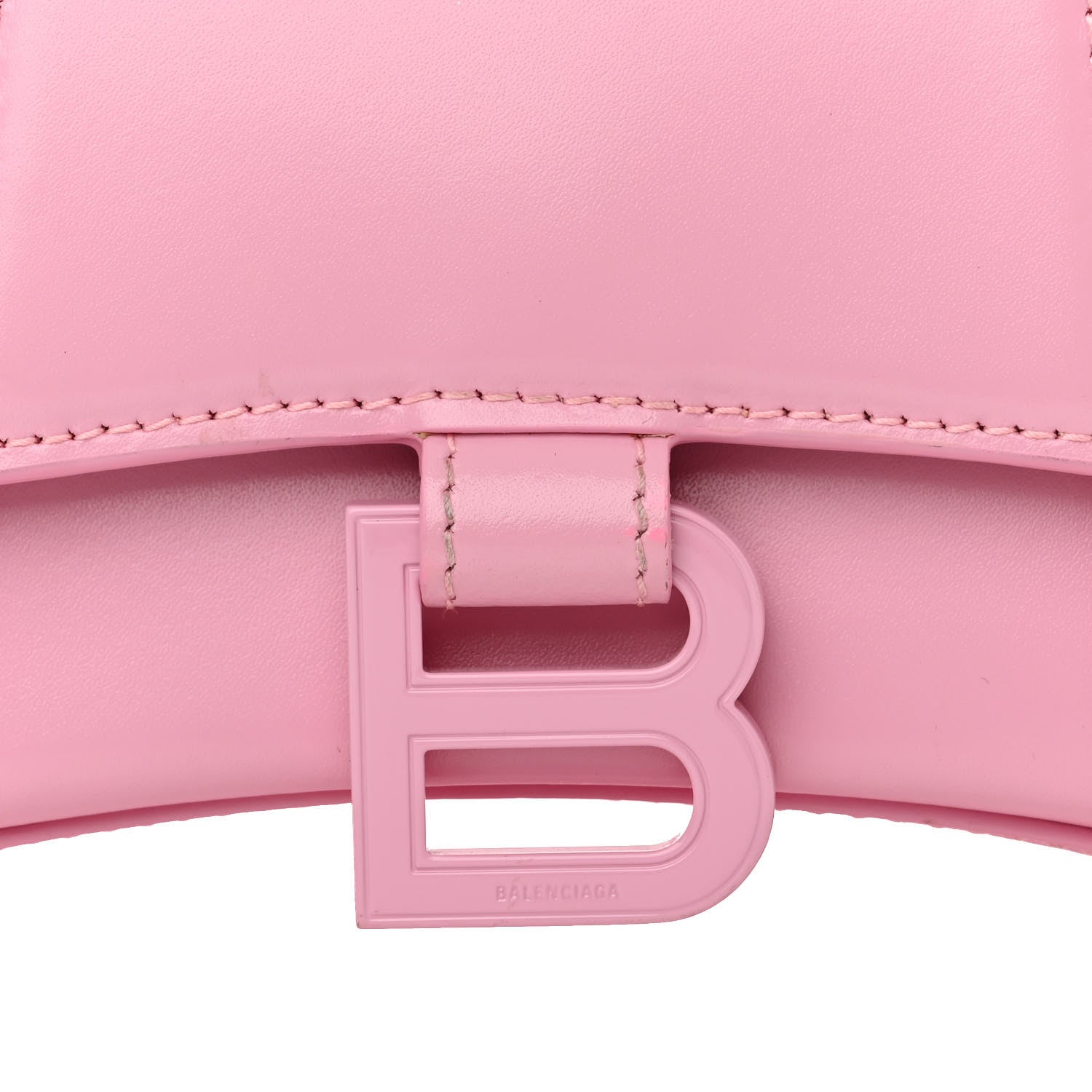 Balenciaga Shiny Box Calfskin Tonal B Hourglass Top Handle Bag XS Candy Pink 9 of 17