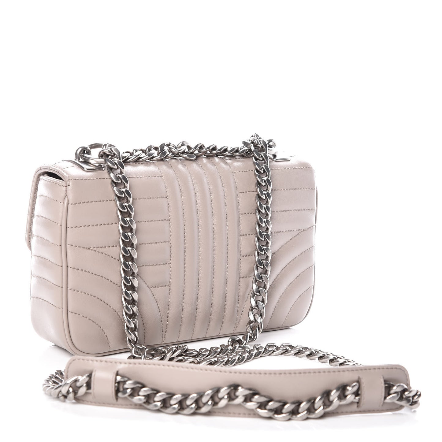 Soft Calfskin Impunture Diagramme Medium Chain Flap Shoulder Bag Pomice
