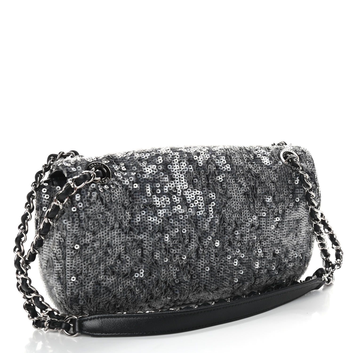 Chanel Sequin Medium Single Flap Silver 2 of 9
