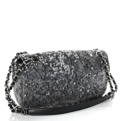 Chanel Sequin Medium Single Flap Silver 2 of 9