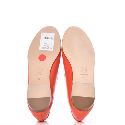 Chanel Goatskin Cap Toe CC Ballerina Flats 37 Orange 5 of 10
