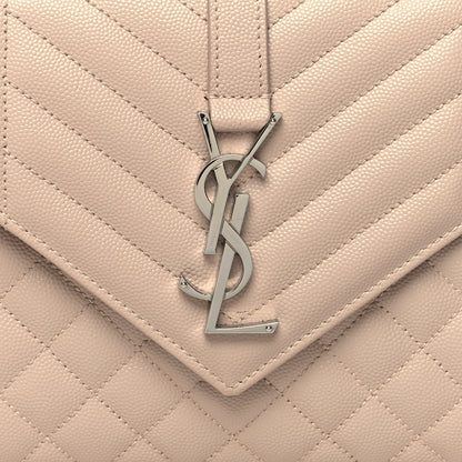 Saint Laurent Grain De Poudre Textured Mixed Matelasse Medium Triquilt Monogram Satchel Marble Pink 7 of 11