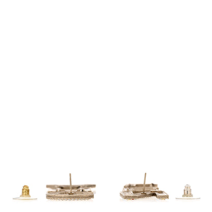 Chanel Metal Crystal Rainbow Cha-Nel Logo Drop Earrings Multicolor Gold 3 of 5