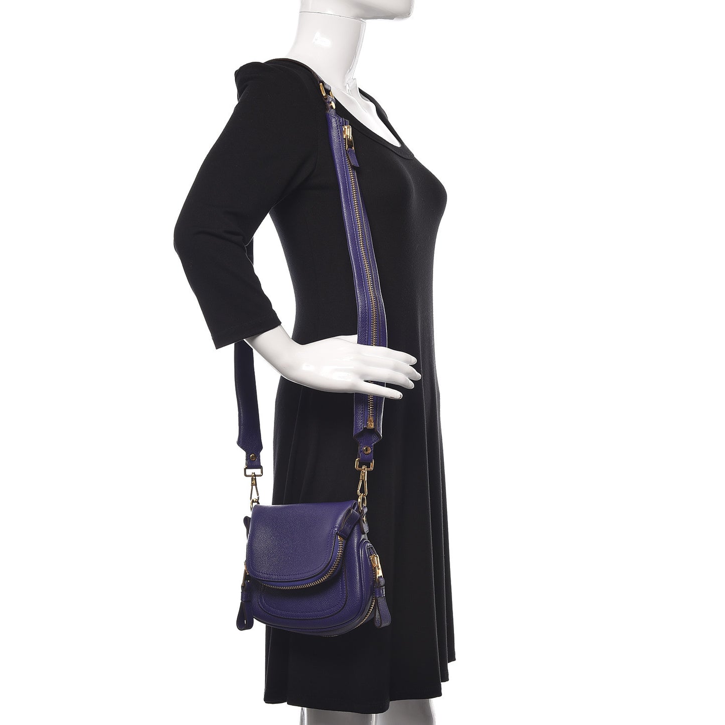 Calfskin Mini Jennifer Crossbody Bag Violet Blue