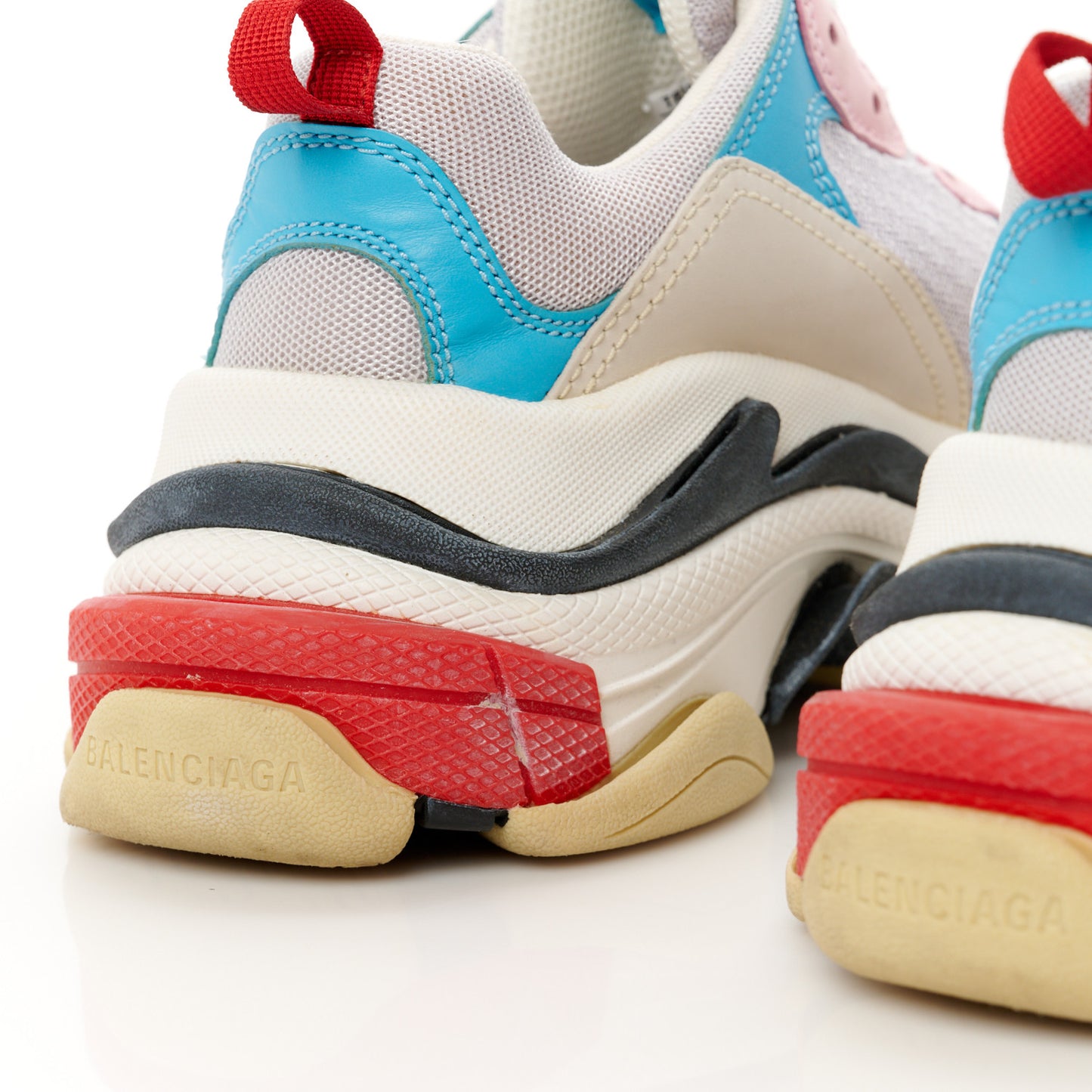 Fabric Mesh Washed Effect Womens Triple S Sneakers 37 Pink White Blue