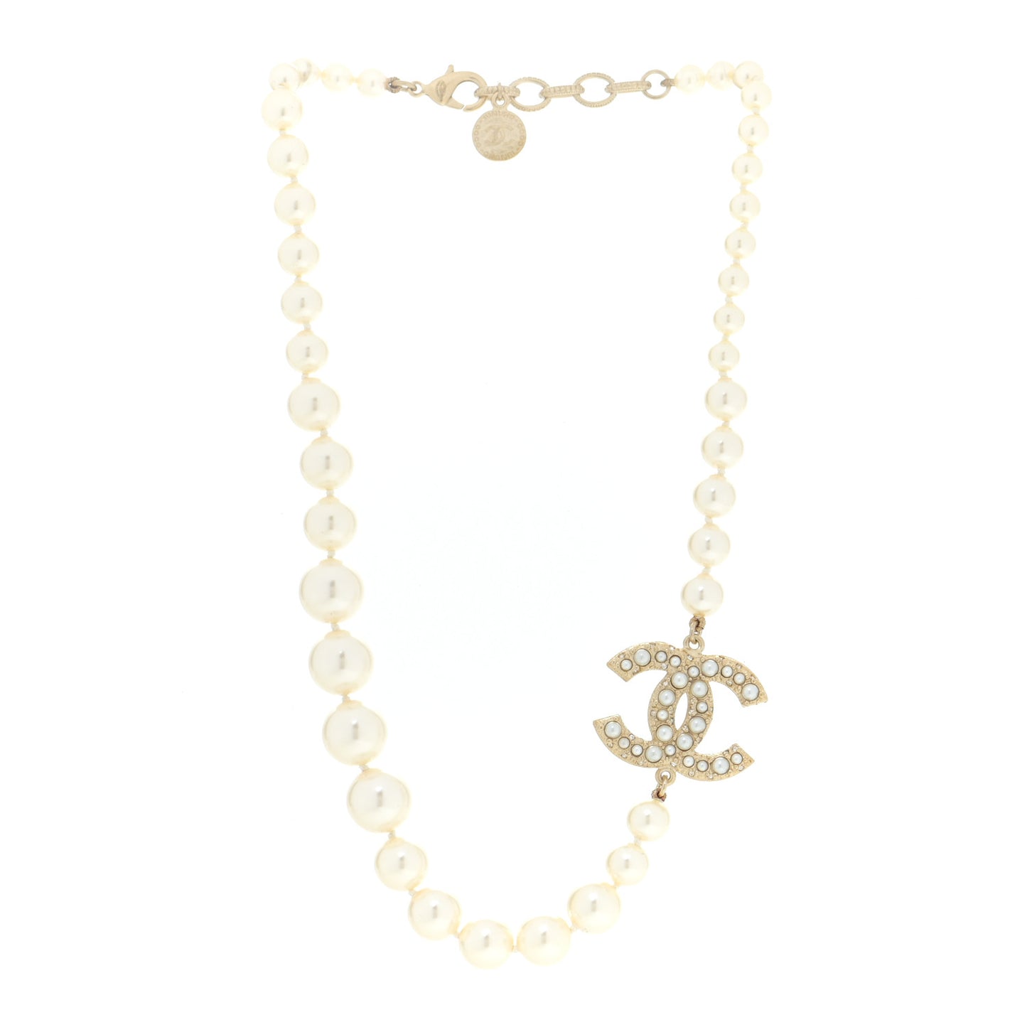 Pearl CC 100th Anniversary Necklace Light Gold