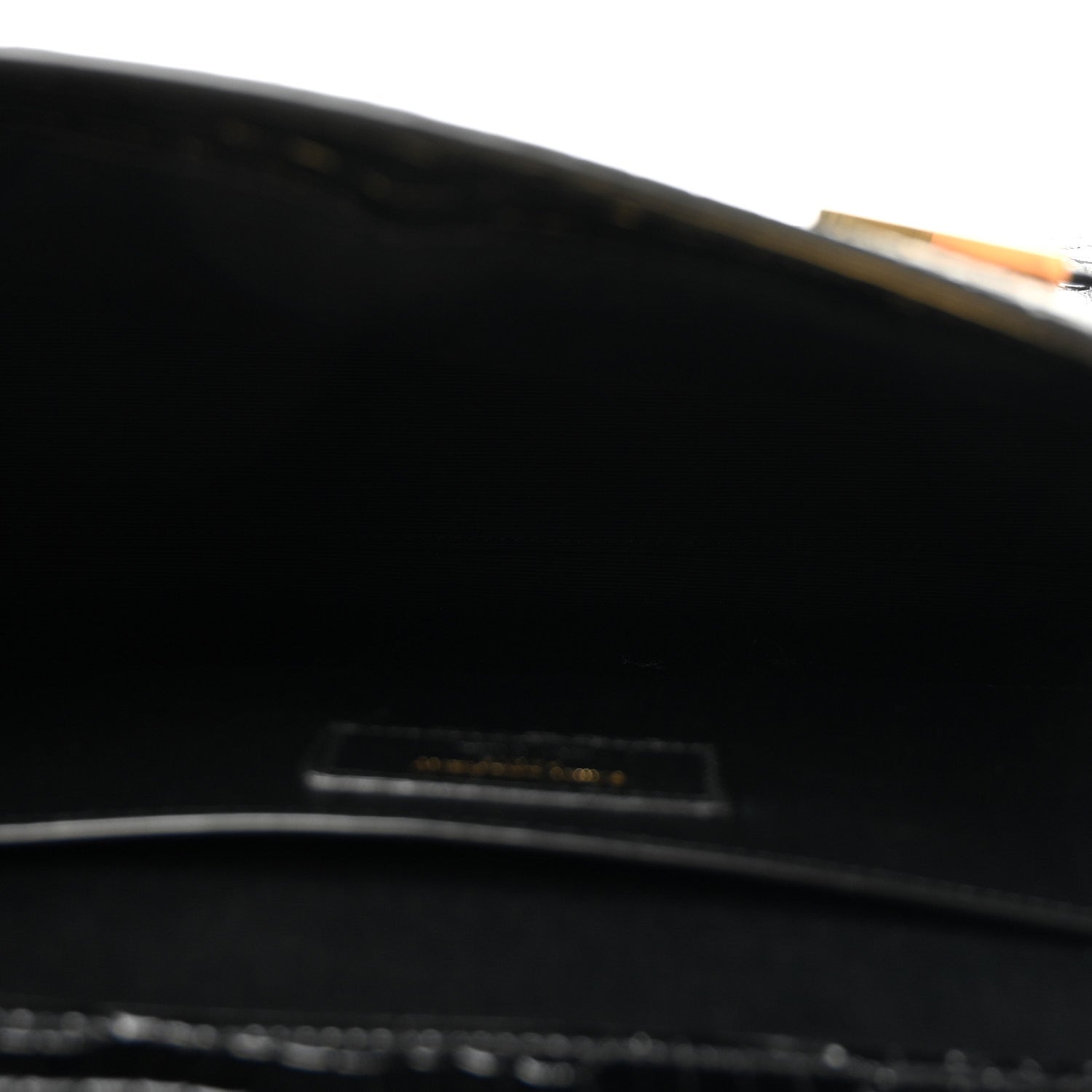 Saint Laurent Shiny Calfskin Crocodile Embossed Manhattan Baguette Black 5 of 9